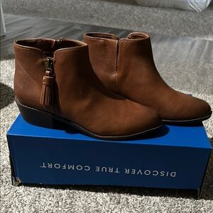 Zodiac Brown Ankle Boots with Side Zipper